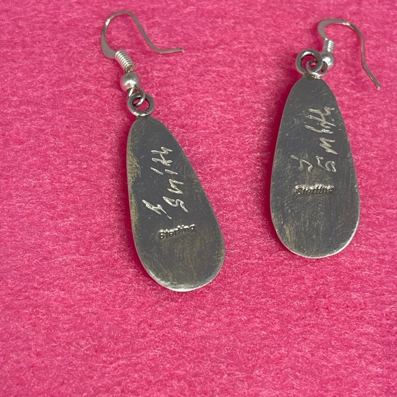Sterling and Multi-Stone Inlay Teardrop Native American Earrings - Picture 2 of 9